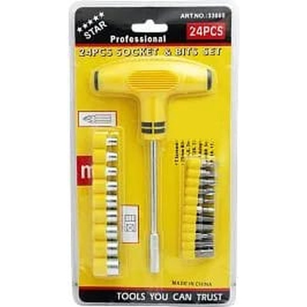 T-Bar Screwdriver Socket And Bits Set 24 Pcs - GlowLaa.com