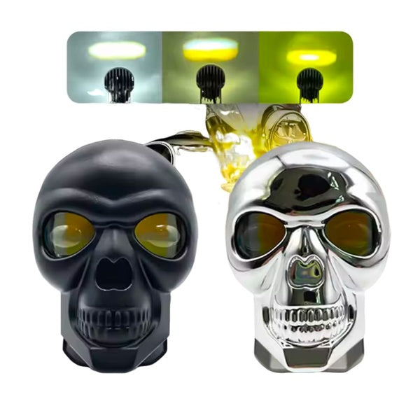Motorcycle Skull Fog Light LED – Waterproof, High-Low Beam Auxiliary Headlight - GlowLaa.com