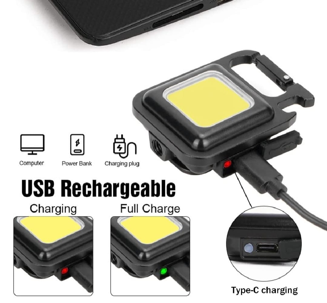 COB Small Flashlight, Keychain Work Light, USB Rechargeable, Mini LED Handheld t, 3 Light Modes Portable Pocket Light for Gift, Camping Emergency Fishing