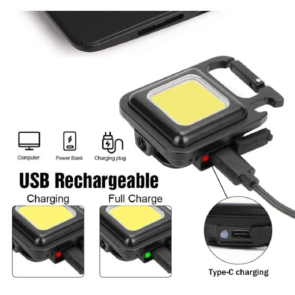 COB Small Flashlight, Keychain Work Light, USB Rechargeable, Mini LED Handheld t, 3 Light Modes Portable Pocket Light for Gift, Camping Emergency Fishing - GlowLaa.com