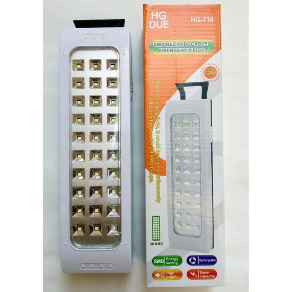 HG Rechargeable Emergency Light – 30 LEDs | Model HG-716 | 1600mAh Battery | Portable Backup Lighting Solution - GlowLaa.com