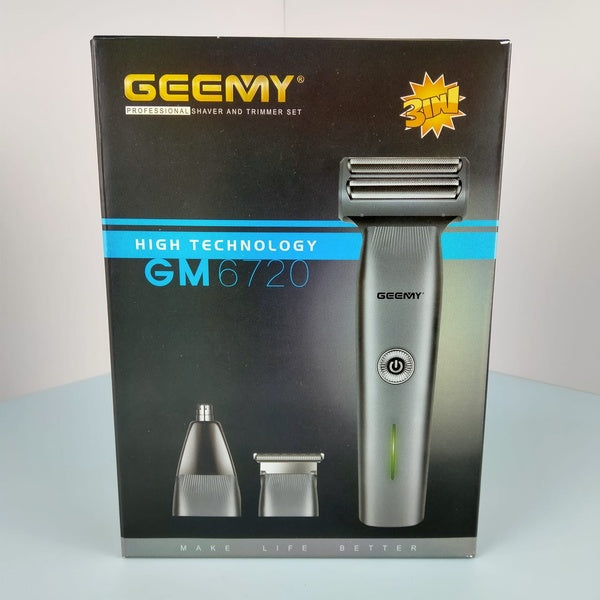 Geemy (GM7620) 3in1 Grooming Kit is rechargeable powerful trimmer for men / Sharp Trimmer Face Shaver for precise shaving