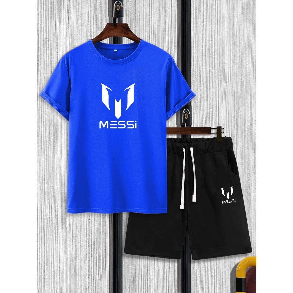 Printed Half Sleeves Cotton Jersey Summer Tracksuit For Boys & Girls T-Shirt & Shorts Gym Sports Outdoor Gaming Tracksuit - M