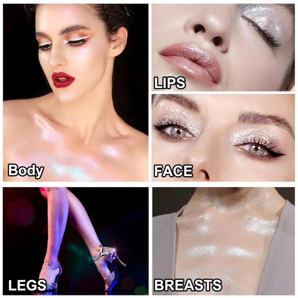 Multipurpose Glitter Shimmer Highlighter Powder – 10g for Face, Eyes & Body - White - GlowLaa.com