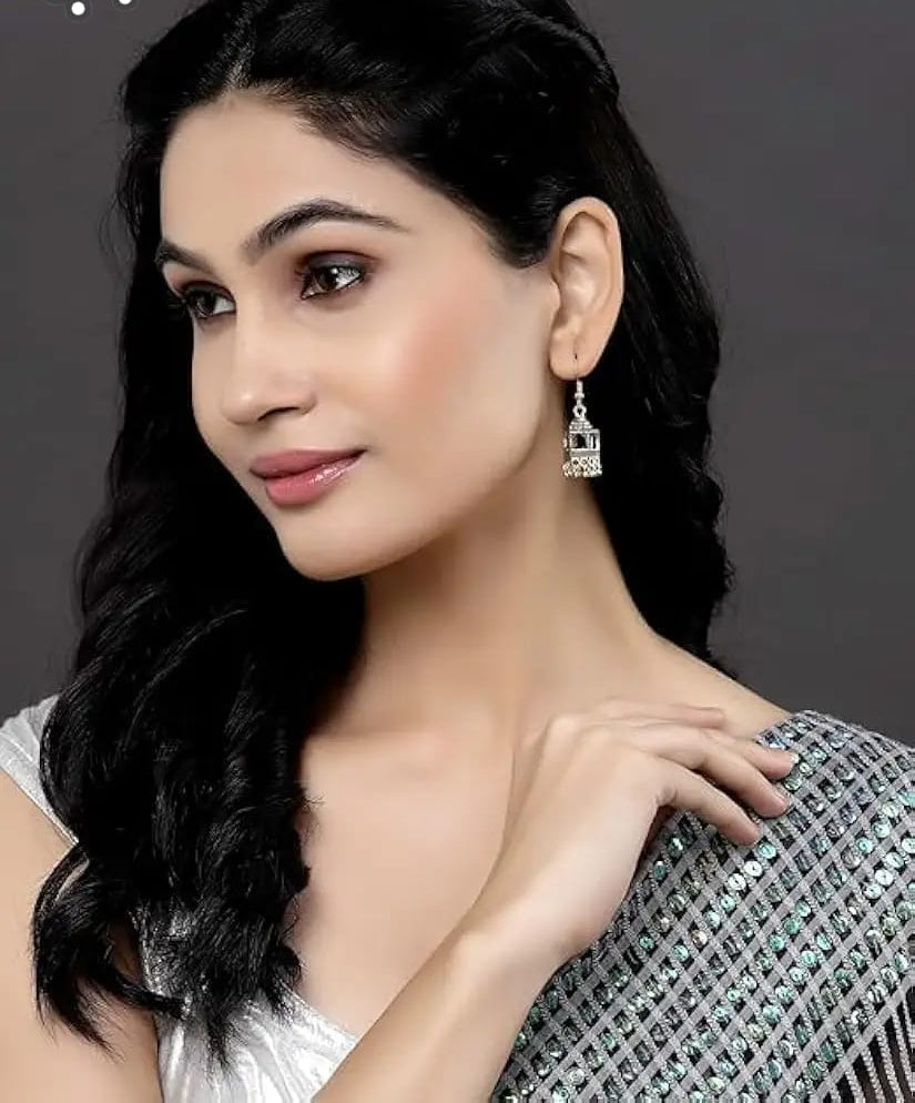 Elegant Silver Indian jhumka / Jhumka Earrings by Quirky Fashions | Ethnic wear | Casual wear