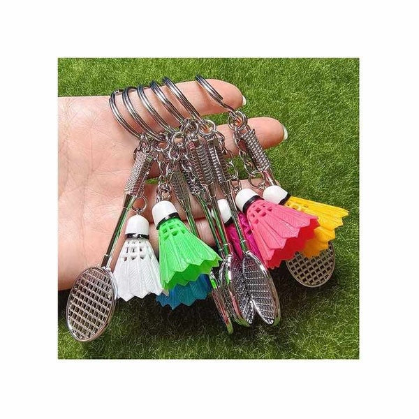 01 PCs Metal Badminton Racket & Ball Keychain – Stylish Keyring Gift for Girls’ Bags & Boys | Random Color Key-Chain