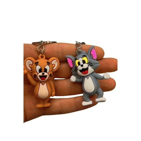 Pack of 2 Tom & Jerry Cartoon Keychains – High Quality Silicone Rubber | Fun Bag & Key Ring - Key-Chain For Kids - Cartoon Keychain ( Random Design ) - GlowLaa.com
