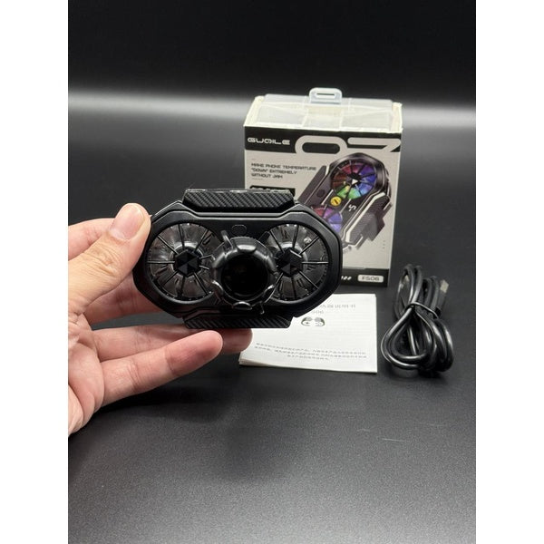 FS06 Semiconductor Cooling Mobile Phone Cooler Radiator Dual Fans Digital Display for Live Streaming with Universal Wheel - GlowLaa.com