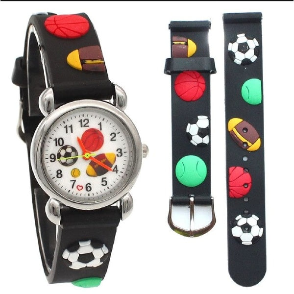 High Quality Cute Football Cartoon Children Watch Girls Rubber Kids Watches Boys Silicone Quartz Wristwatches (Random-Colour) - GlowLaa.com