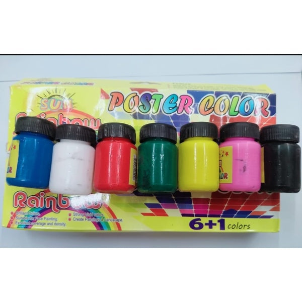 Poster Colours 6+1 Pack with Free Brush – Multi-Purpose Watercolor Set for Art, School, and Face Painting - GlowLaa.com