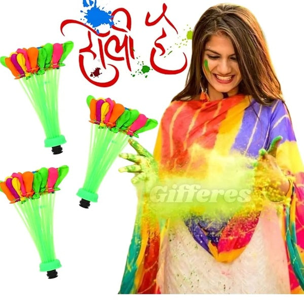 Self-Sealing Water Balloons – 111 Pcs | Automatic Fill & Tie Magic Balloons with Universal Tap Adapter | Multicolored for Holi & Summer Fun - GlowLaa.com