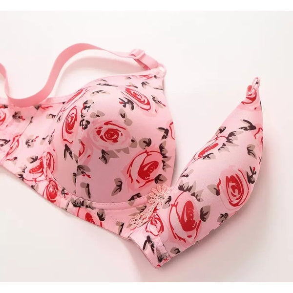 Printed Soft Cotton Padded Bra for Women | Comfortable Everyday Wear Undergarments with Stylish Print, Breathable Fabric & Gentle Support (Random Color) - 34 - GlowLaa.com