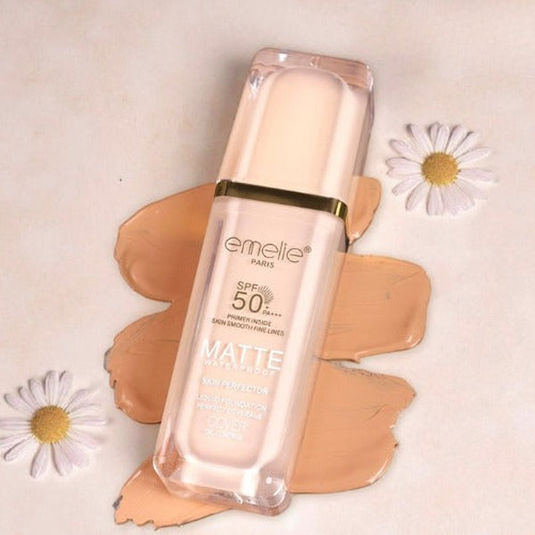 Emelie Paris SPF 50+ Foundation with Primer (30 ml) – Full Coverage, Waterproof, Matte Finish - Shade # 1 - GlowLaa.com