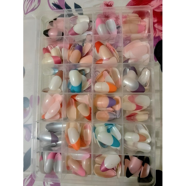 288 Pcs French Nails Set – Multicolor ABS Plastic Nail Tips, Smooth & Even Coverage, Durable, Easy-to-Apply, Perfect for DIY & Professional Manicures