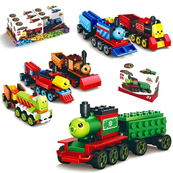 Pack Of 01 - Cartoon Train DIY Building Block Toy | Cartoon Train Block Set For Kids - GlowLaa.com