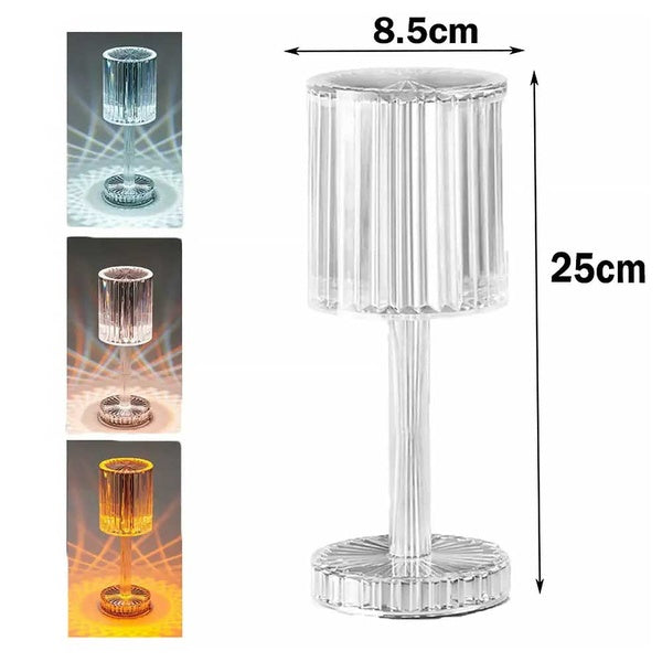 RGB Crystal Touch Table Lamp, LED Night Light Bedside Lamp with USB Charging Port for Living Room Bedroom - GlowLaa.com