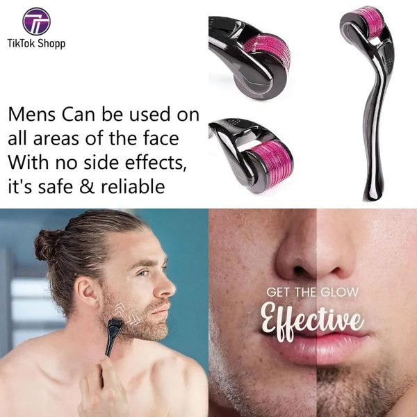 Derma Roller (0.5 size only) Titanium Micro Needles for Beard Growth and Hair Loss 0.5mm Smoothen Skin & Reduce Fine Lines Face roller best - GlowLaa.com