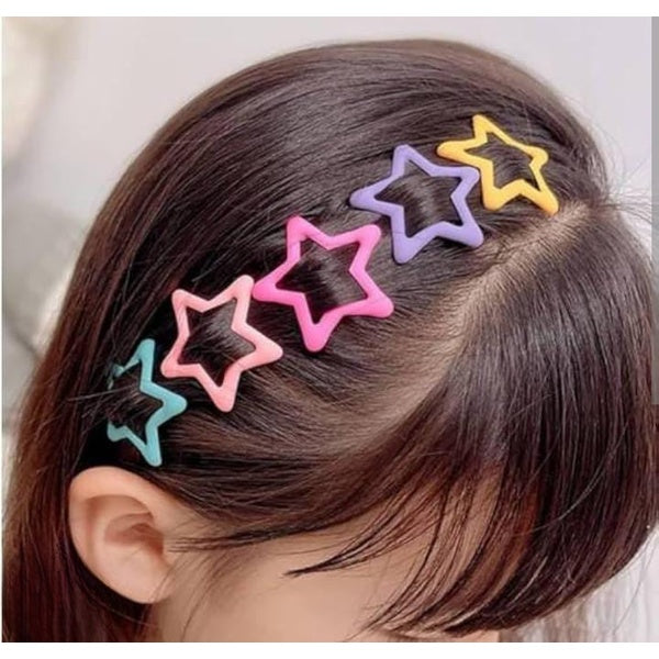 Pack Of 4 Star Shape Hair Clips For Girls – Cute And Colorful Hair Accessories For Kids Styling And Daily Wear (Multicolor) - GlowLaa.com