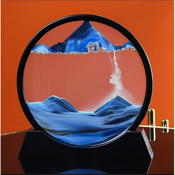 3D Moving Sand Mountain Lamp With Stand - Sandscape Painting - Moving Sand Art - Showpiece - Home Decoration ( Random Color)