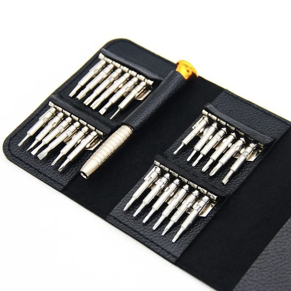 25 in 1 leather case screwdriver kit.