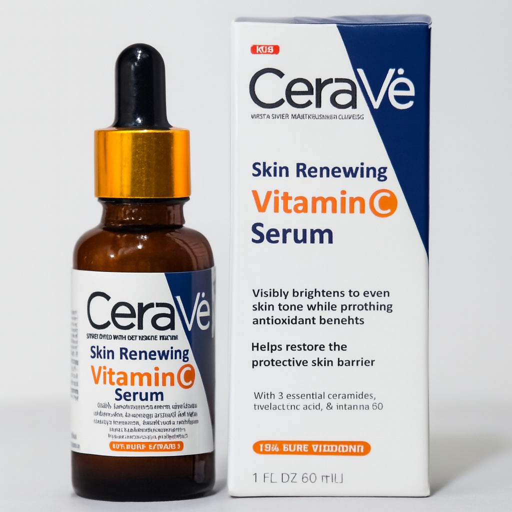 CeraVe Skin Renewing Vitamin C Serum | Brightening Face Serum With 10% Pure Vitamin C, Hyaluronic Acid & Vitamin B5 | Dermatologist Developed, Hydrating & Antioxidant Protection | Fades Dark Spots, Evens Skin Tone & Restores Skin Barrier (30ml)