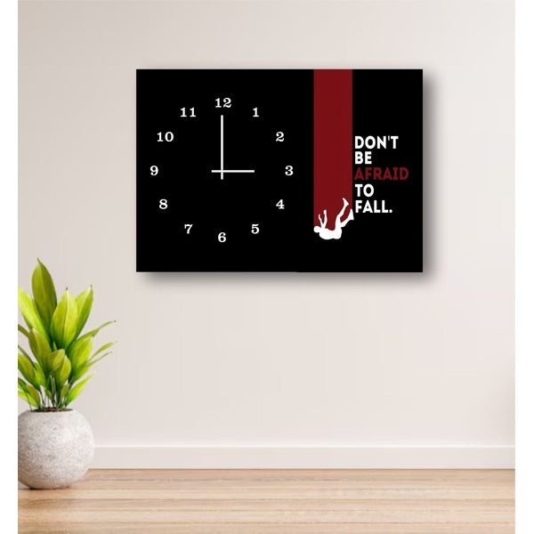 Fearless Fall" Motivational Wall Clock – 12x16" Wooden Frame, Digital Print, Hook Hanging, Inspirational Quote with Bold Visual Design - GlowLaa.com