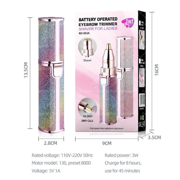 2 in 1 Electric Eyebrow Trimmer & Shaver Model 203A – Rechargeable, Painless Hair Removal for Women