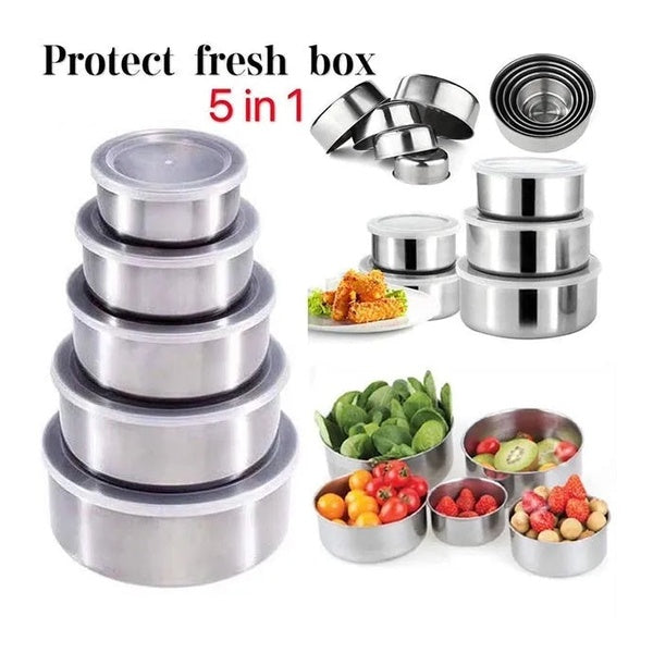 Stainless Steel Bowl Set of 5 – Food-Grade, Rust-Resistant Mixing and Serving Bowls - GlowLaa.com