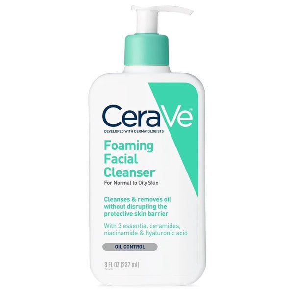 CeraVe Foaming Facial Cleanser for Normal to Oily Skin – Oil Control with Ceramides, Niacinamide & Hyaluronic Acid, 237ml - GlowLaa.com