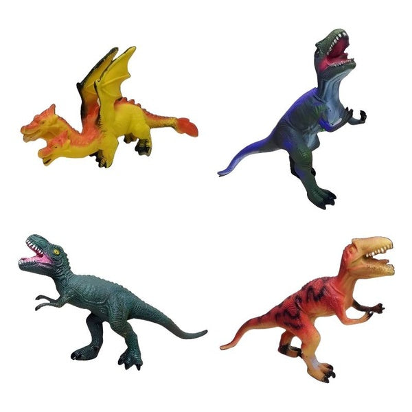 Rubber Dinosaur | Large Size Dinosaur with Music Realistic Educational Dinosaur Toys Set Multicolours - (1 Pc) (Random dinosaurs) - GlowLaa.com