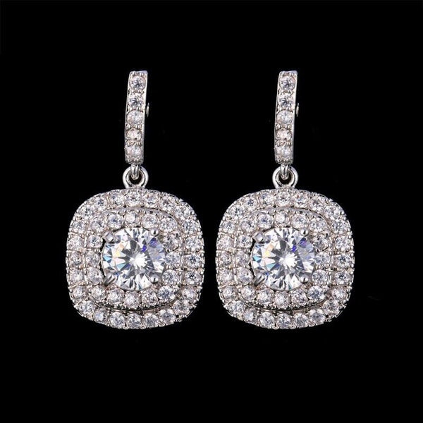 Crystal Earrings – Sparkling Dangle Earrings for Party & Everyday Wear - Earings For Girls ( PJT-990 ) - SILVER - GlowLaa.com