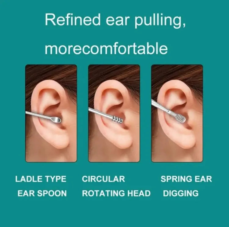 DherigTech Ear Wax Cleaning Kit, 6 Pcs Ear Pick Tools, Wax Removal Kit, Ear Cleaning Tool Set, Spring Earwax Cleaner Tool Ear Wax Remover(random color )