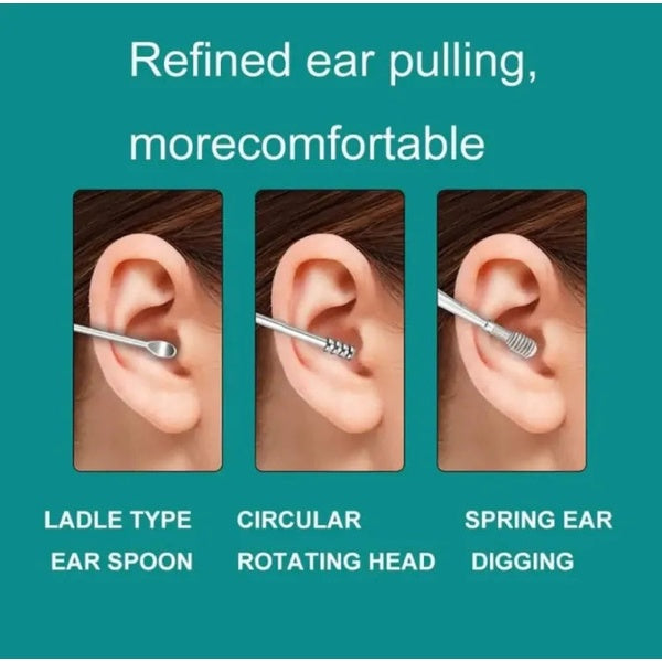 6Pcs Stainless Steel Ear Cleaner Set – Ear Wax Removal Curette Kit with Pickers & Spoon Tools