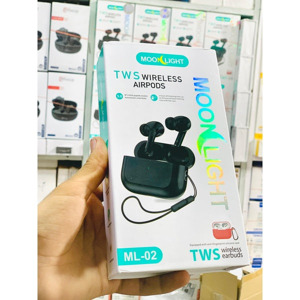 Moonlight New Model Bluetooth AirPods Pro 2 With Magnetic Design Wireless Charging Case Buzzer Volume Control Big Battery And Bluetooth Pouch (Black)