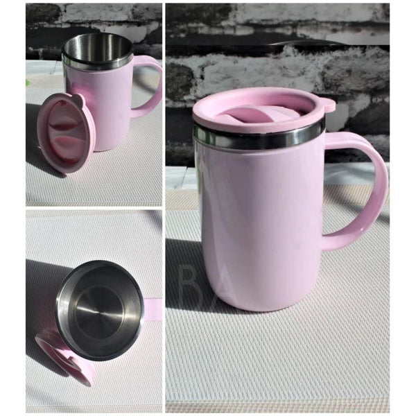 Stainless Steel Hot Cold Coffee Mug With Air Tight Lid (random color) - GlowLaa.com