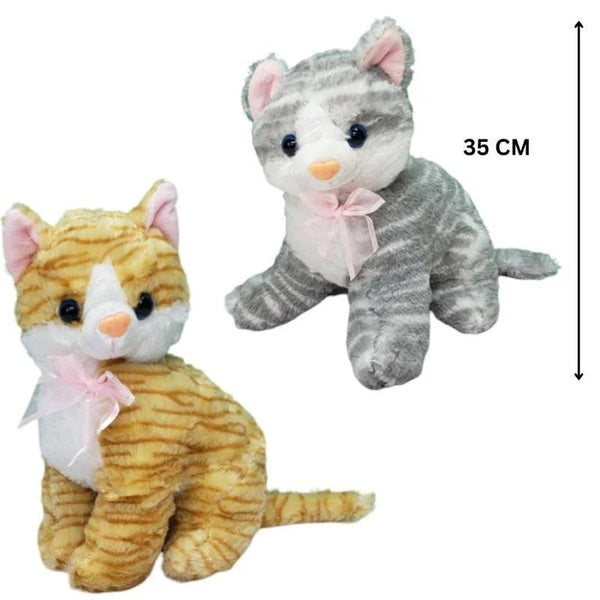 Smilling Small Kitten Plush / Stuff Toy Doll | Stuffed Cats for Kids Girls Boys Gift for Valentines Birthday - 35 cm (Random color) - GlowLaa.com