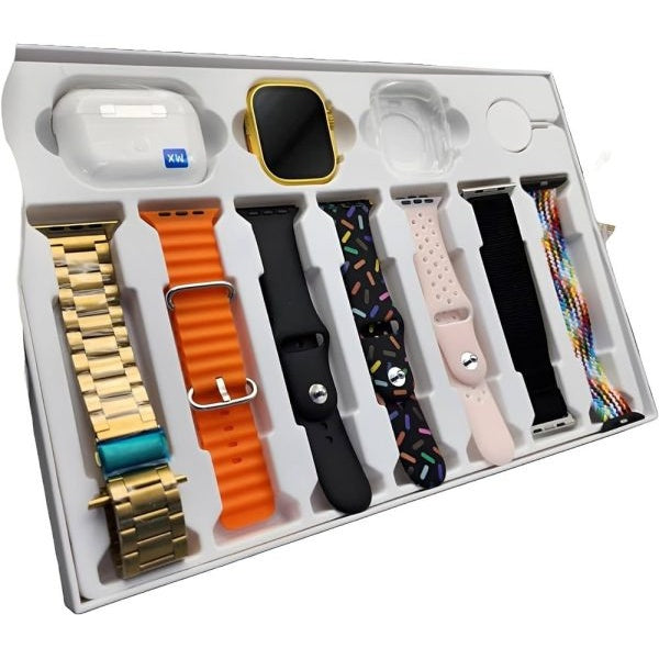 i20 Ultra MAX Smart Watch | Premium Quality | 2.3 '' Big Display Screen | Airpods & 7 Straps in Box | 10 in 1 (Random color)