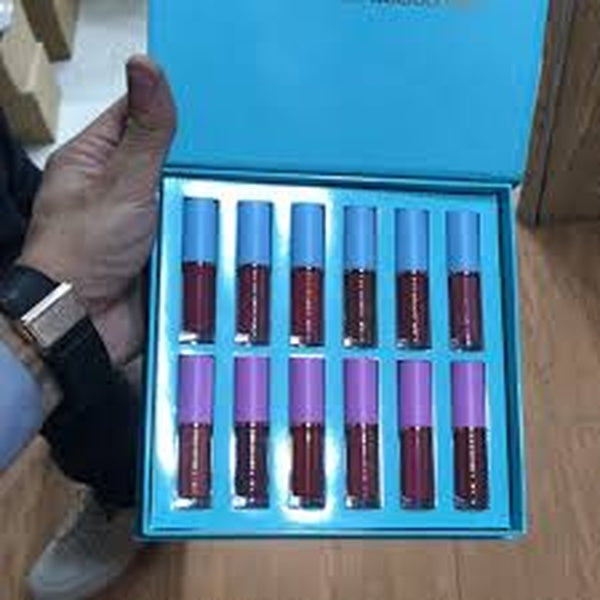 Set 12 Lip Gloss Kevin&Coco, nuante de rosu si rose, cutie dreptunghiulara, 26.5x16.5x2.2 cm, 200 g, multicolor - GlowLaa.com