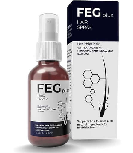 FEG PLUS Hair & Beard Growth Serum Spray 50ml | 22% Seaweed Extract, Rosemary, Redensyl, Anagain & 5% Minoxidil | Anti Hair Loss, Regrowth Treatment