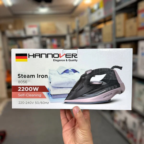 Hannover Steam Iron – 2200W German Lot | Ceramic Soleplate, Vertical & Burst Steam, Self-Cleaning, Adjustable Temperature Control - GlowLaa.com