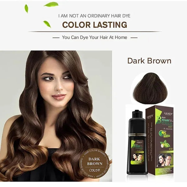 Light Brown Hair Color Shampoo – Quick & Easy Gray Coverage, 200ml Natural-Looking Dye - Light brown - GlowLaa.com