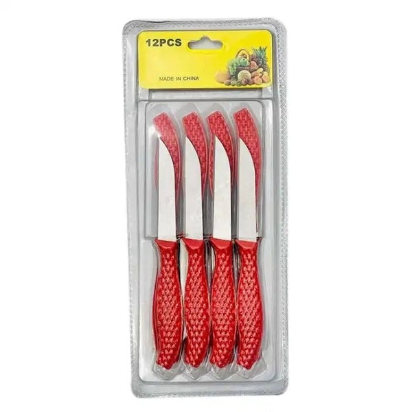 12Pcs Mini Stainless Steel Knife Set – Compact 14.5cm Carbon Steel Knives for Daily Cutting & Chopping (Random color)