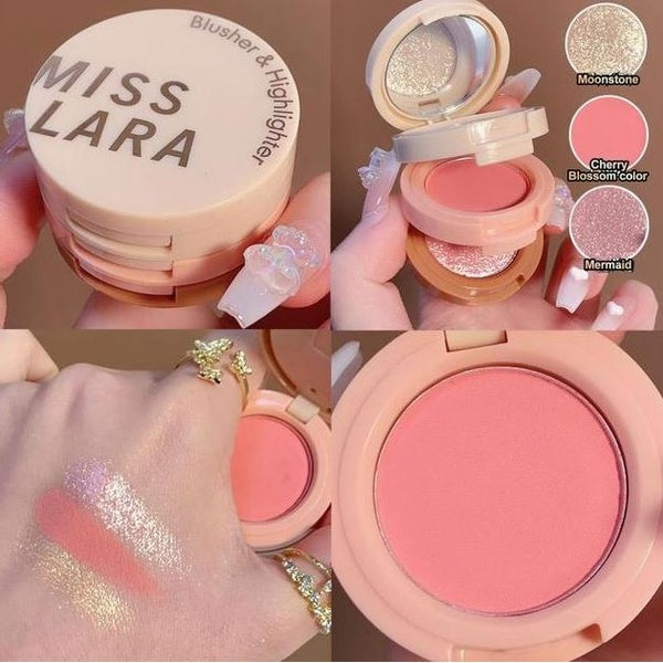 Miss Lara 3-in-1 Blush Palette – Highlighter, Contour & Blush in One, Fine Smooth Texture, Rich Color, Long-Lasting Makeup - GlowLaa.com