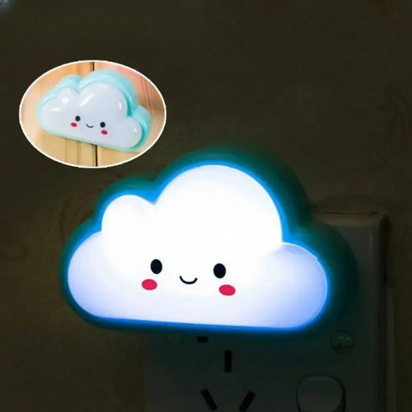 Smiley Cloud Plug-In LED Night Light – Soft Warm Glow Baby Lamp, Kids Night Light for Bedroom & Nursery (Random Color) - GlowLaa.com