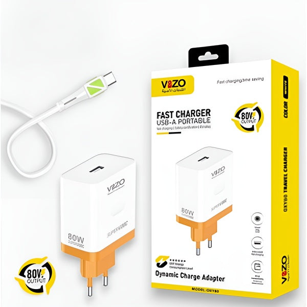 Oxy 80 – Universal Fast Charger with 80W Output | Best Quality Charger - Android Charger - Mobile Phone Charger - Type-C Cable Charger - GlowLaa.com