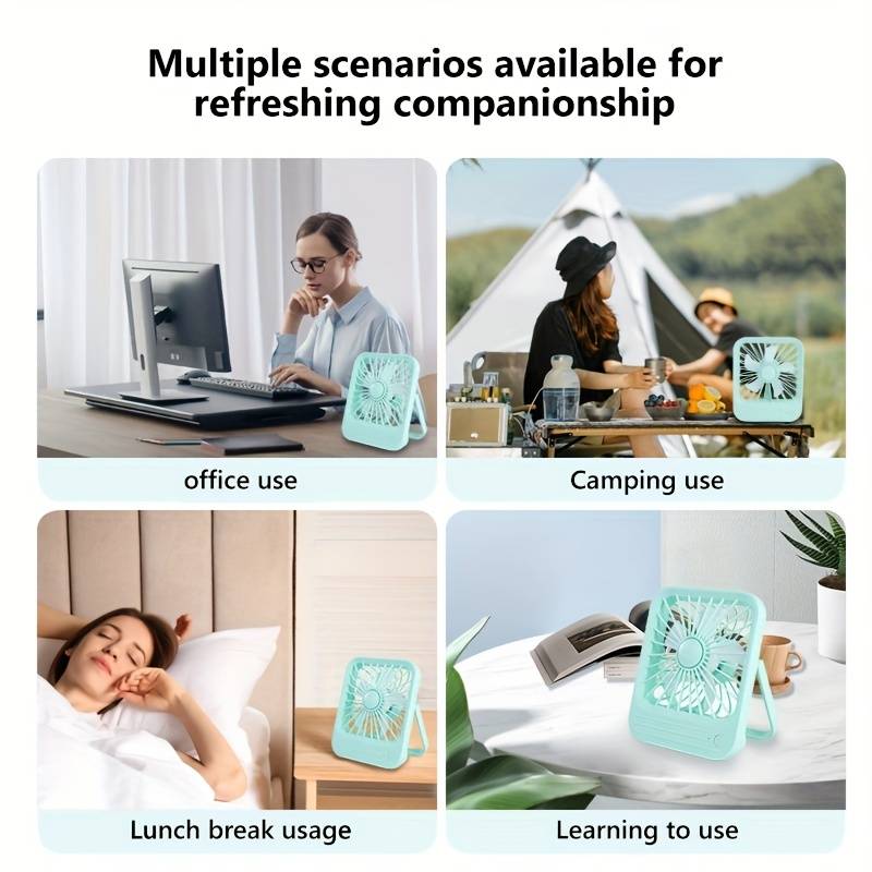 Quite Hanging Desk Fan, Mini USB Rechargeable Fan, Quiet Mini Desktop Cooling Fan for Indoor Outdoor(random color )