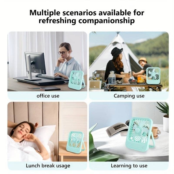 Quite Hanging Desk Fan, Mini USB Rechargeable Fan, Quiet Mini Desktop Cooling Fan for Indoor Outdoor(random color ) - GlowLaa.com