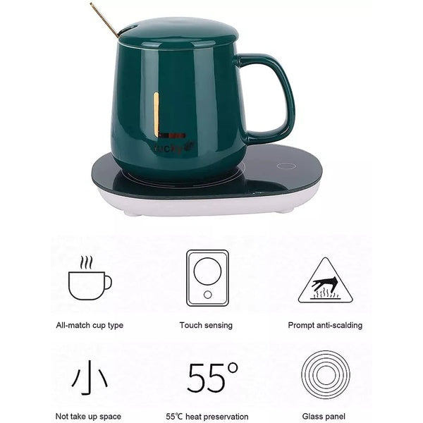 Electric Heated Coffee Mug with Temperature Controlled Pad (random color) - GlowLaa.com