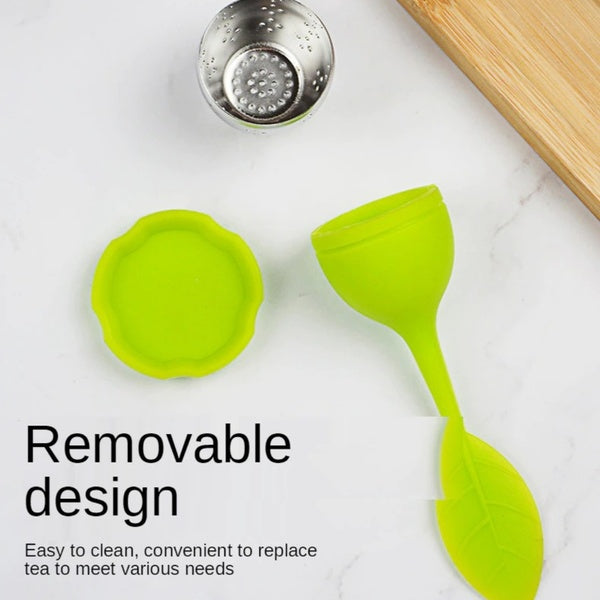 Silicone Tea Infuser - Stainless Steel Strainer Drip Tray Included (random color) - GlowLaa.com