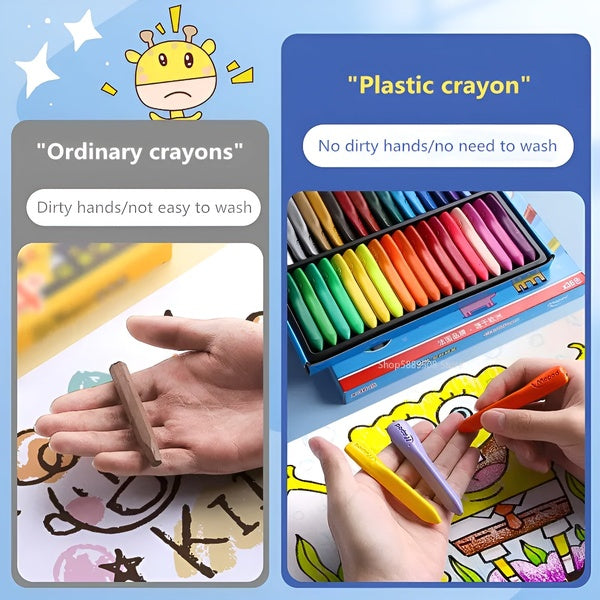 Children Pack of 12 Plastic Crayons, 12 Vibrant Crayons Colors, Caryon Pencils - GlowLaa.com